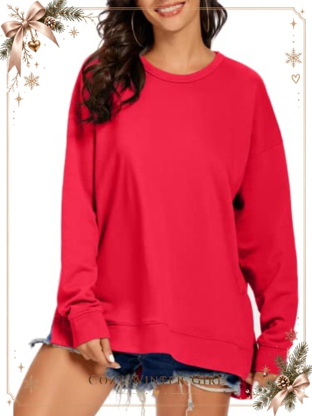 Women's Loose Sweatshirt Long Sleeve Round Neck Casual Knit Pullover